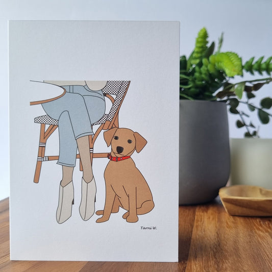 Woman at a Cafe with Her Dog