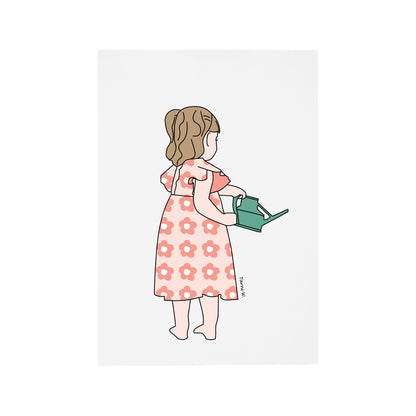 Little Girl Watering Card