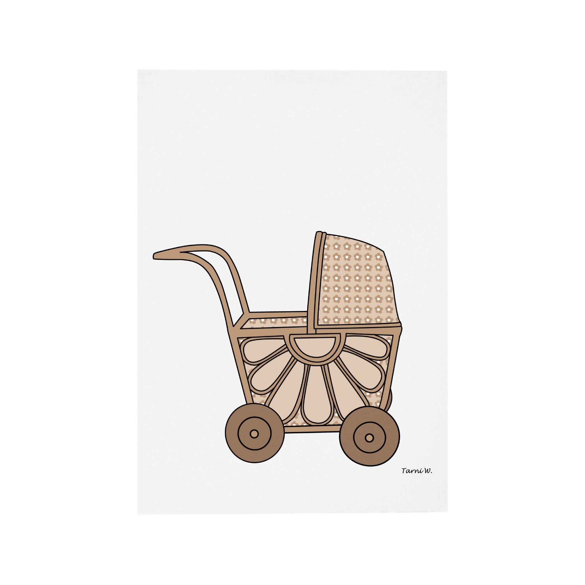 Vintage Pram Card – Lemon and Lotus