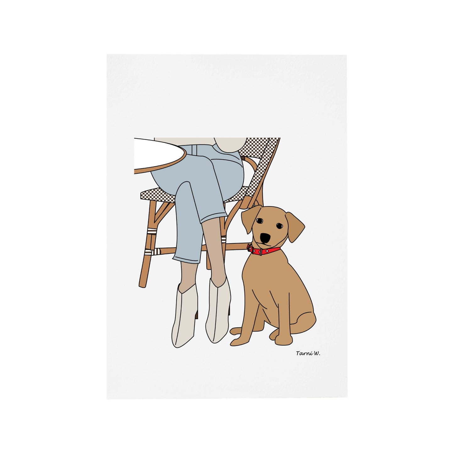 Woman at a Cafe with Her Dog